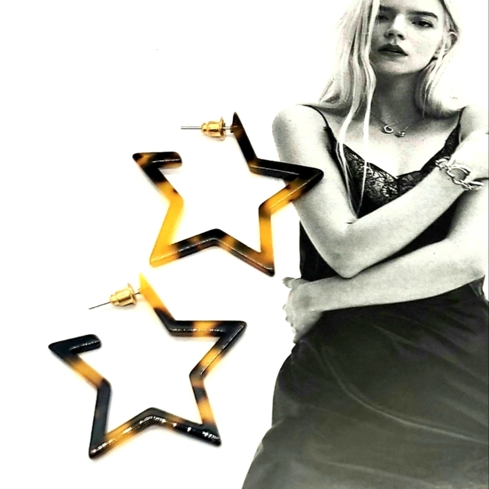 NWT Stars In Your Eyes Tortoise Shell Drop Earrings